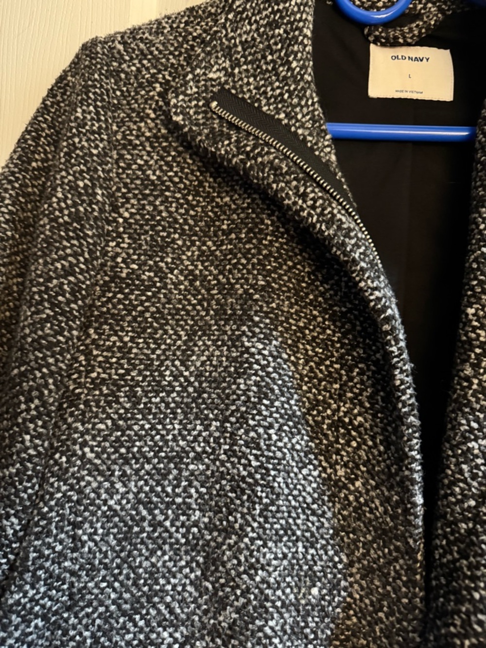 Old Navy Women's Black & Gray Textured Pea Coat